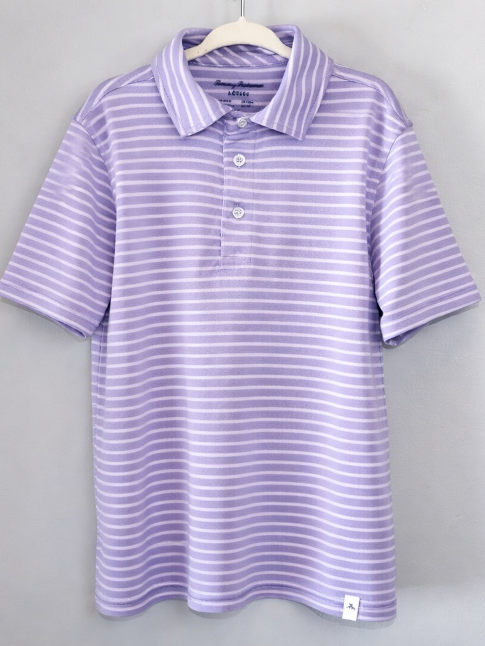 Tommy Bahama Lavender and White Striped Polo